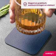 thumbnail: Cookinglife 6 Placemats + 6 Onderzetters - Dubbelzijdig - Vegan leer - Blauw / Grijs