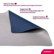 thumbnail: Cookinglife 6 Placemats + 6 Onderzetters - Dubbelzijdig - Vegan leer - Blauw / Grijs