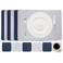 Cookinglife 6 Placemats + 6 Onderzetters - Dubbelzijdig - Vegan leer - Blauw / Grijs