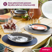 thumbnail: Cookinglife 6 Placemats + 6 Onderzetters - Dubbelzijdig - Rond - Vegan leer - Blauw / Grijs