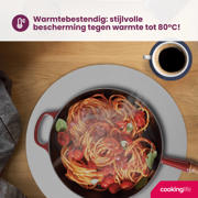 thumbnail: Cookinglife 6 Placemats + 6 Onderzetters - Dubbelzijdig - Rond - Vegan leer - Blauw / Grijs