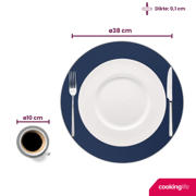 thumbnail: Cookinglife 6 Placemats + 6 Onderzetters - Dubbelzijdig - Rond - Vegan leer - Blauw / Grijs