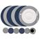 Cookinglife 6 Placemats + 6 Onderzetters - Dubbelzijdig - Rond - leer - Blauw / Grijs