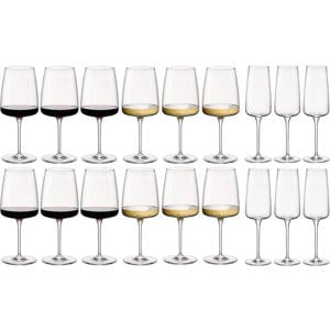 Wijnglazen Set Nexo (Rode wijnglazen, Witte wijnglazen en Champagneglazen) - 18 delige set