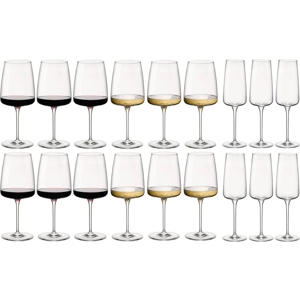 Wijnglazen Set Nexo (Rode wijnglazen, Witte wijnglazen en Champagneglazen) - 18 delige set