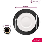 thumbnail: Cookinglife 6 Placemats + 6 Onderzetters - Rond - Vegan leer - Zwart