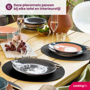 thumbnail: Cookinglife 6 Placemats + 6 Onderzetters - Rond - Vegan leer - Zwart