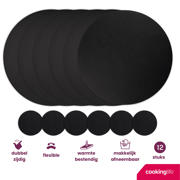 thumbnail: Cookinglife 6 Placemats + 6 Onderzetters - Rond - Vegan leer - Zwart