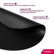 thumbnail: Cookinglife 6 Placemats + 6 Onderzetters - Rond - Vegan leer - Zwart