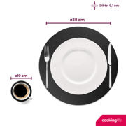 thumbnail: Cookinglife 6 Placemats + 6 Onderzetters - Rond - Vegan leer - Zwart