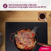 thumbnail: Cookinglife 6 Placemats + 6 Onderzetters - Dubbelzijdig - Vegan leer - Zwart / Cognac