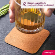 thumbnail: Cookinglife 6 Placemats + 6 Onderzetters - Dubbelzijdig - Vegan leer - Zwart / Cognac