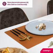 thumbnail: Cookinglife 6 Placemats + 6 Onderzetters - Dubbelzijdig - Vegan leer - Zwart / Cognac