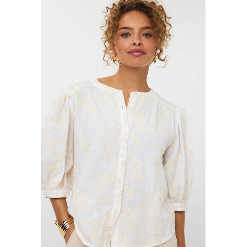 Ydence blouse ecru broderie afbeelding