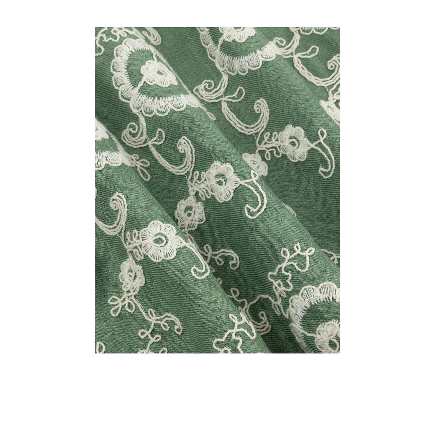Ydence wide leg regular waist casual short groen broderie