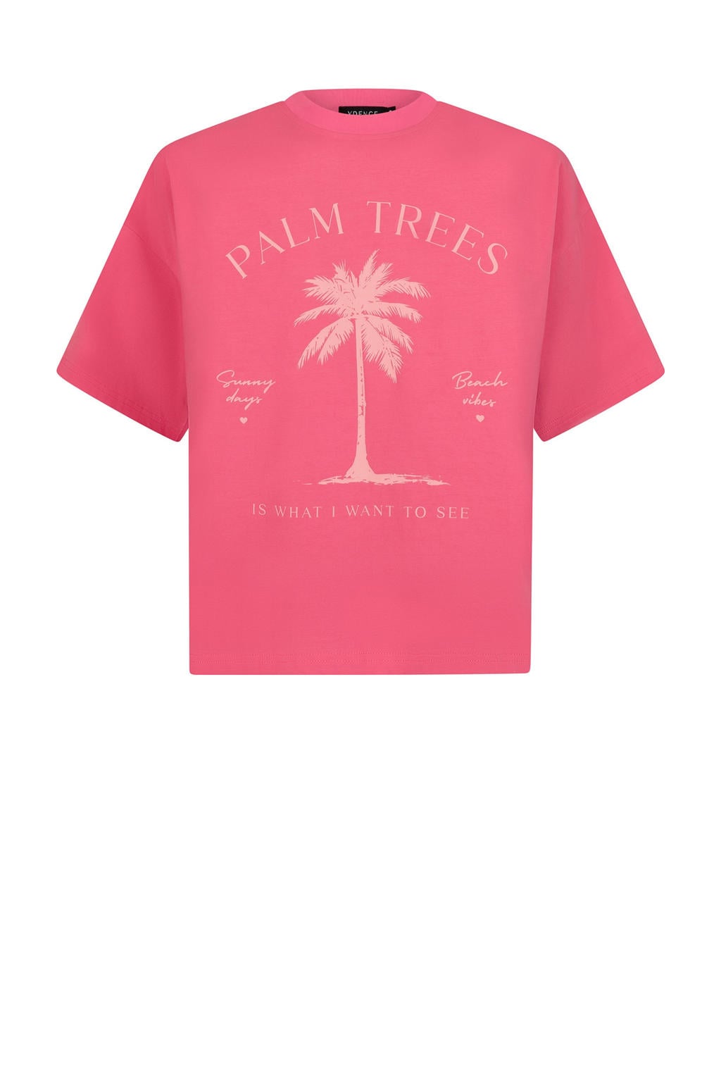 Roze dames Ydence T-shirt van katoen met printopdruk, korte mouwen en ronde hals