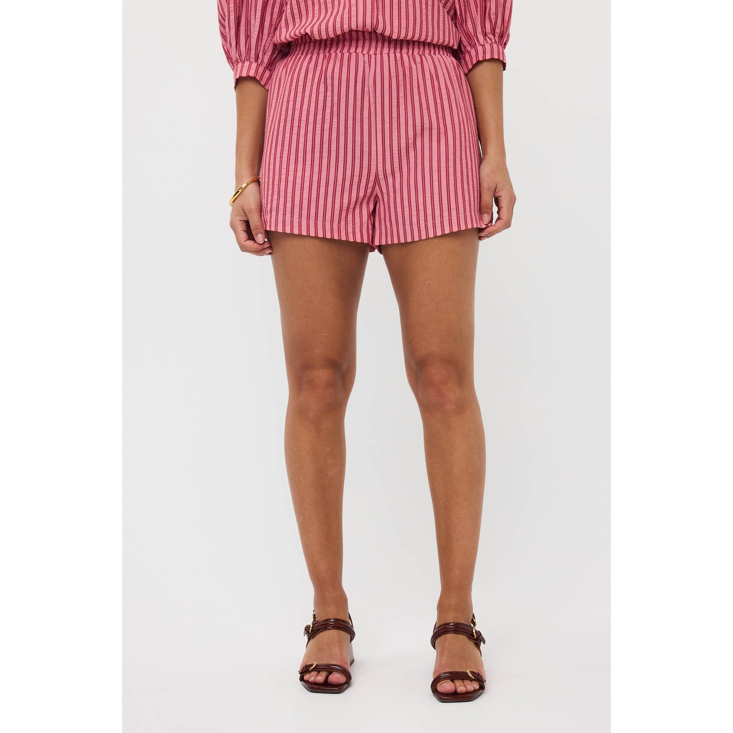 Ydence wide leg regular waist casual short roze