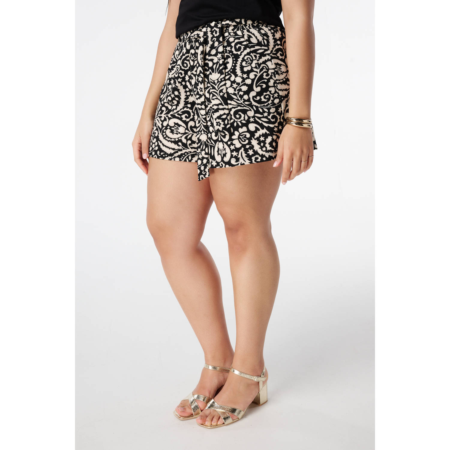 MS Mode straight regular waist casual short zwart