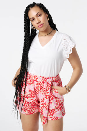 straight regular waist casual short roze