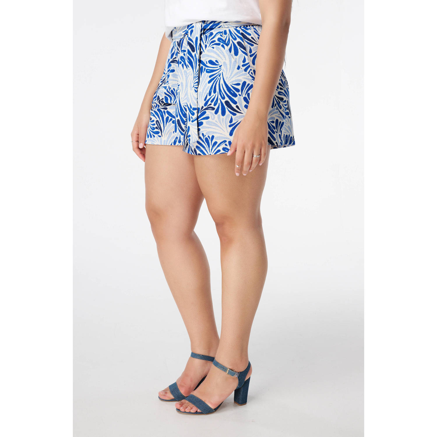 MS Mode straight regular waist casual short blauw