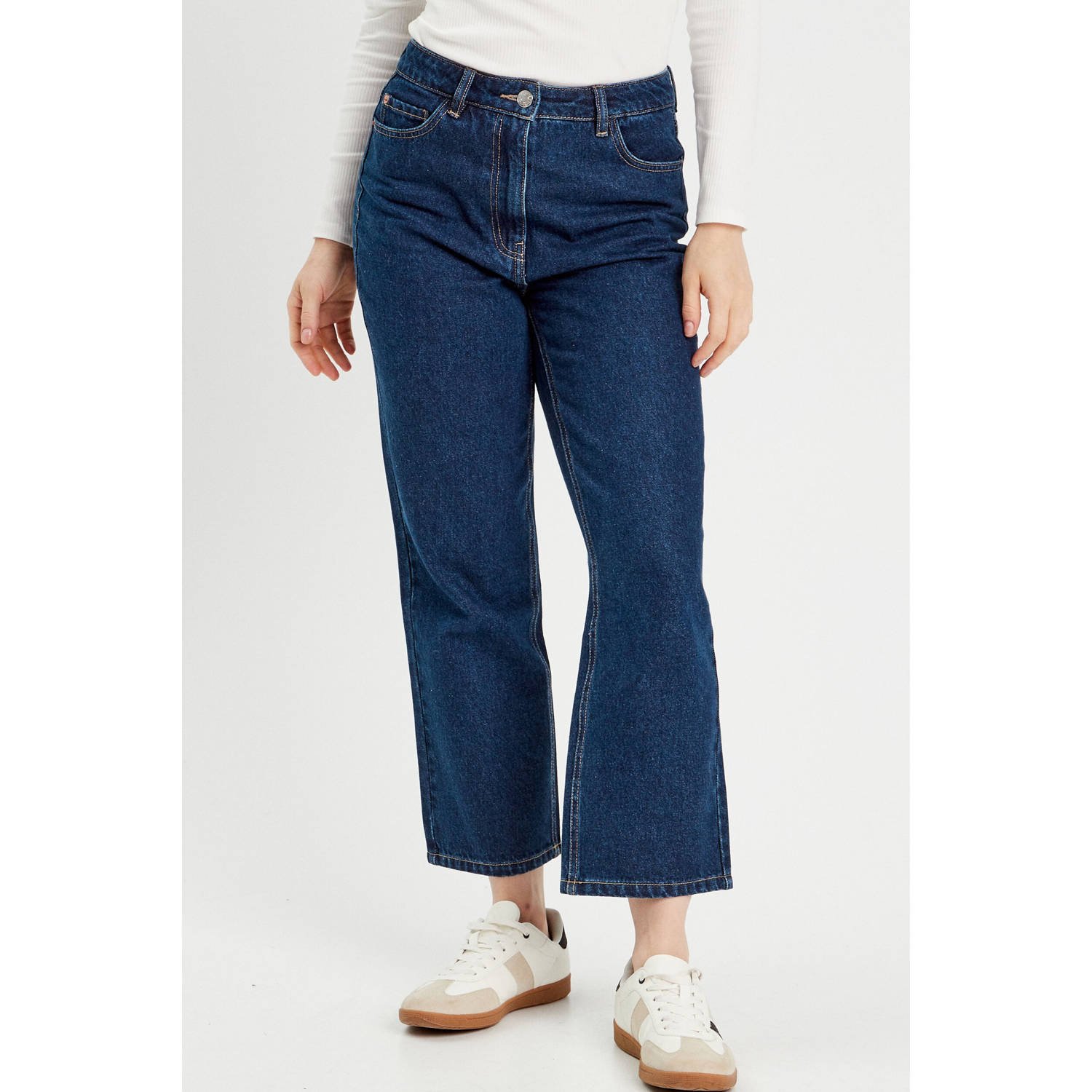 Cache cropped jeans dark blue denim