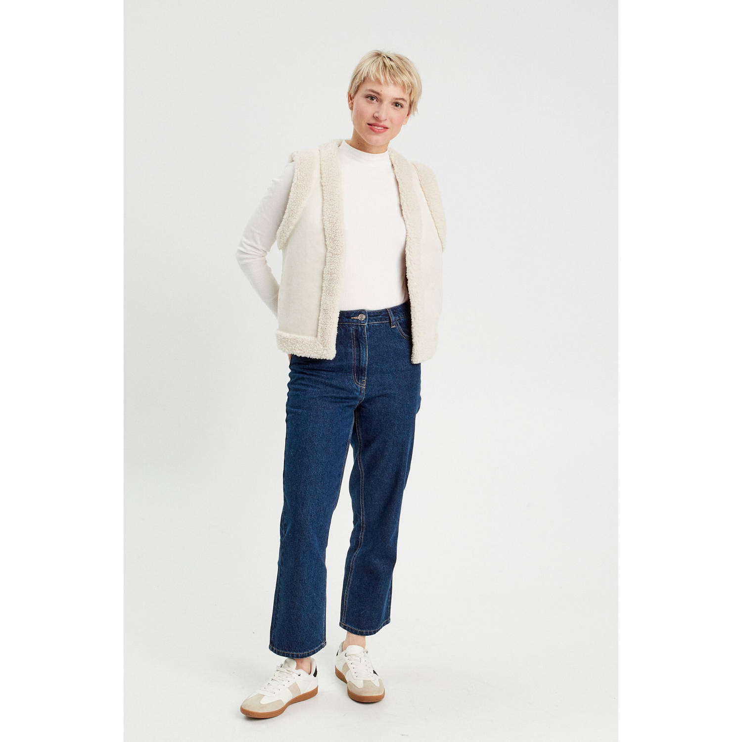 Cache cropped jeans dark blue denim