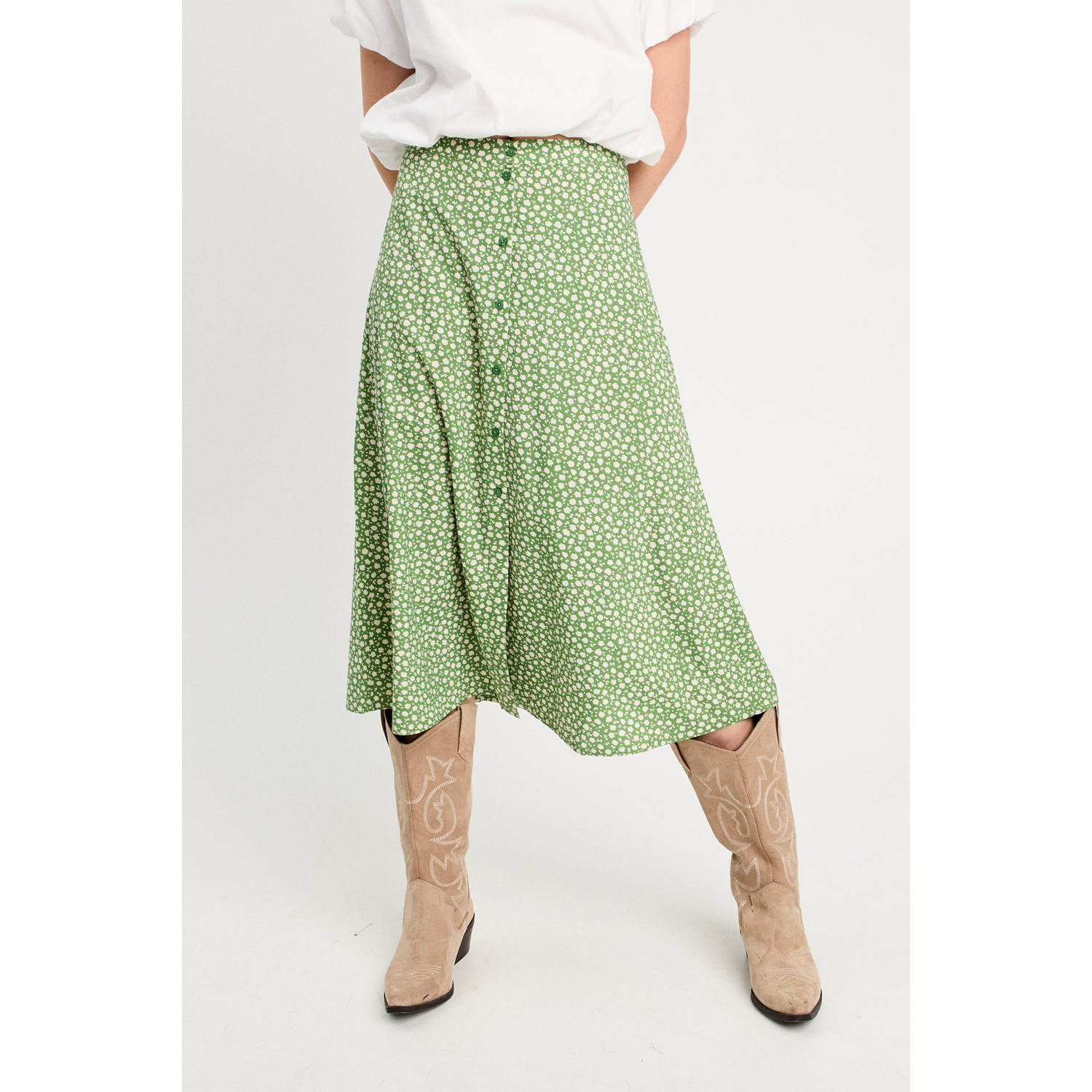 Cache midi rok groen