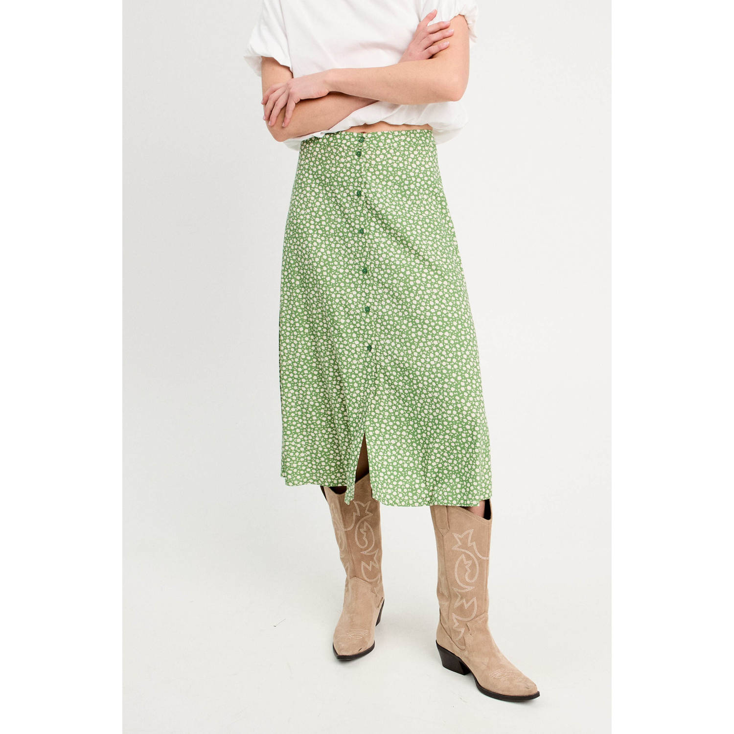 Cache midi rok groen