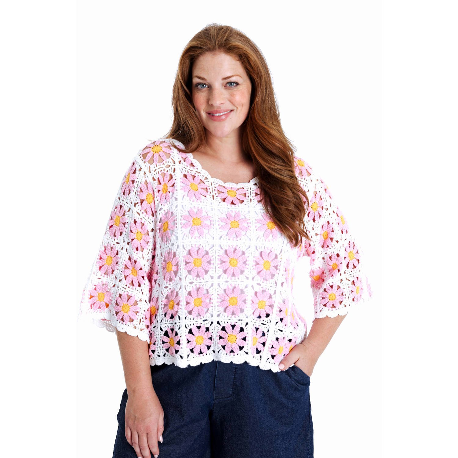 Paprika top crochet lichtroze