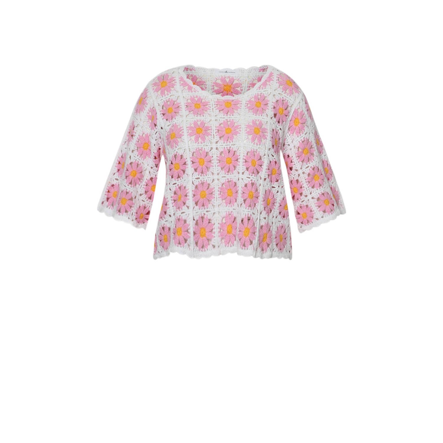 Paprika top crochet lichtroze