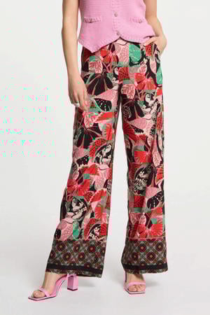 wide leg regular waist broek multi