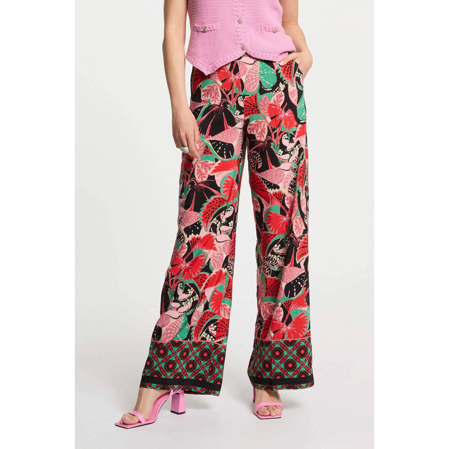 Morgan wide leg regular waist broek multi