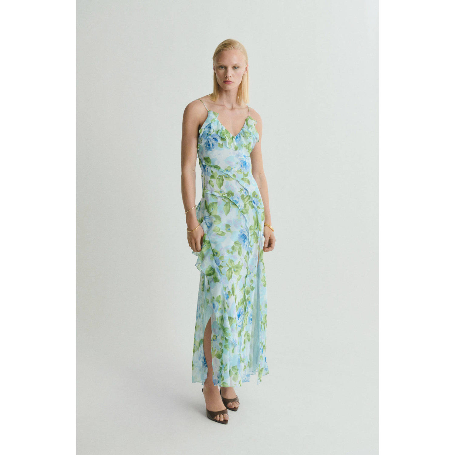 Mango zomerjurk lichtblauw