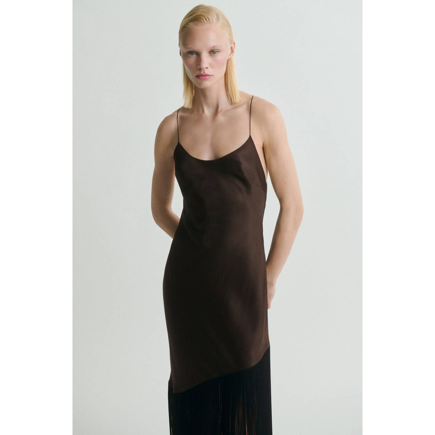 Mango midi jurk bruin