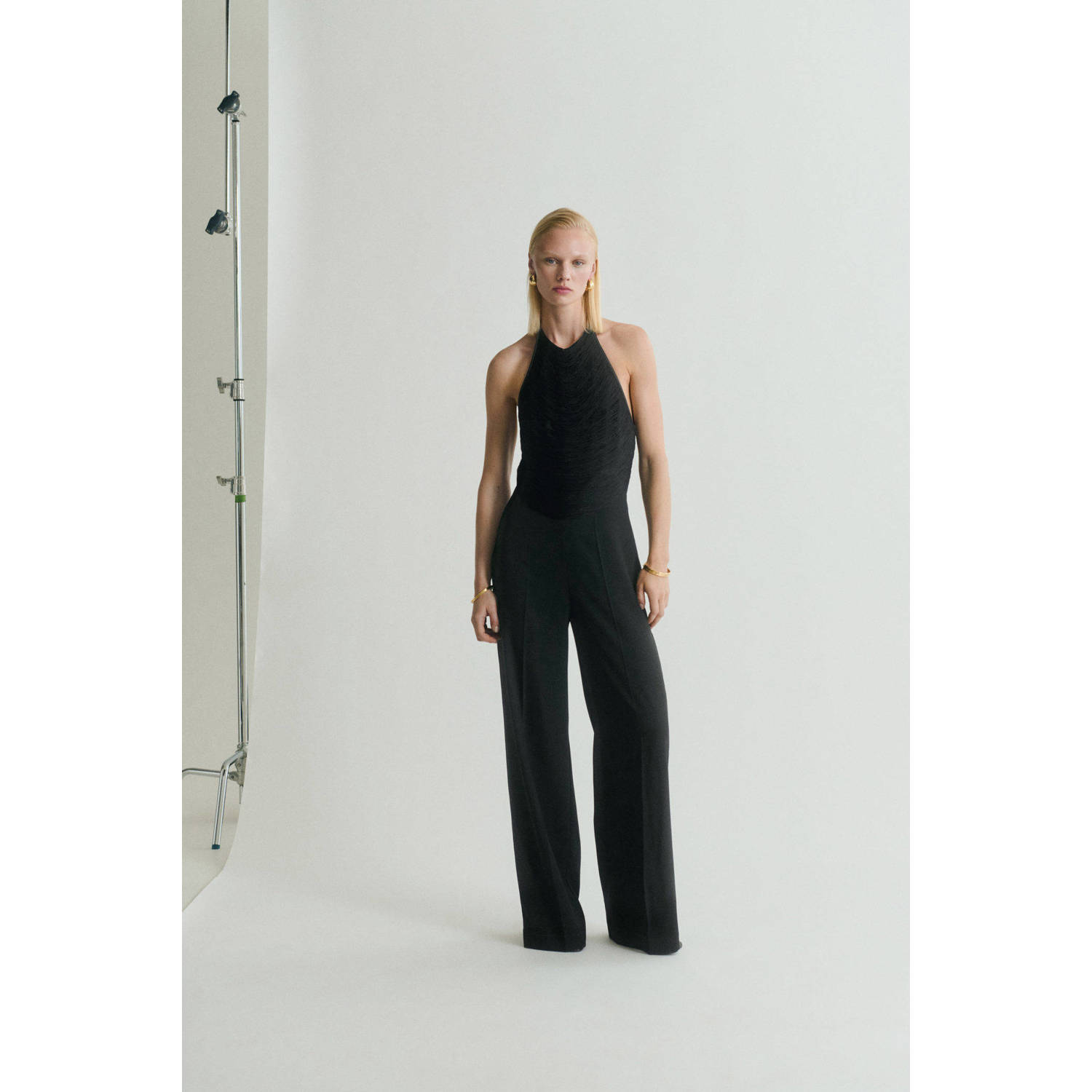 Mango zwart wide leg jumpsuit