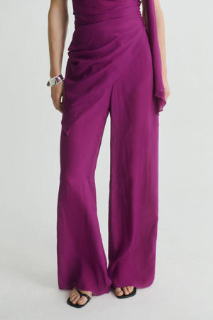 wide leg high waist broek paars