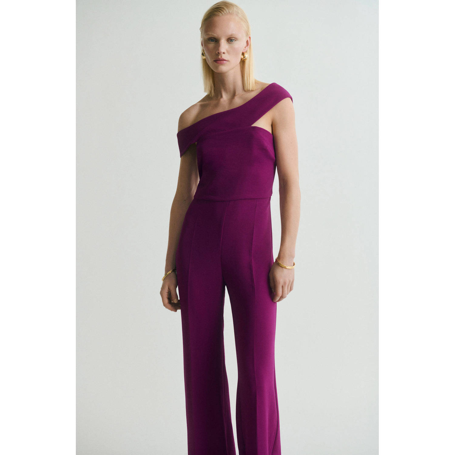 Mango straight jumpsuit paars