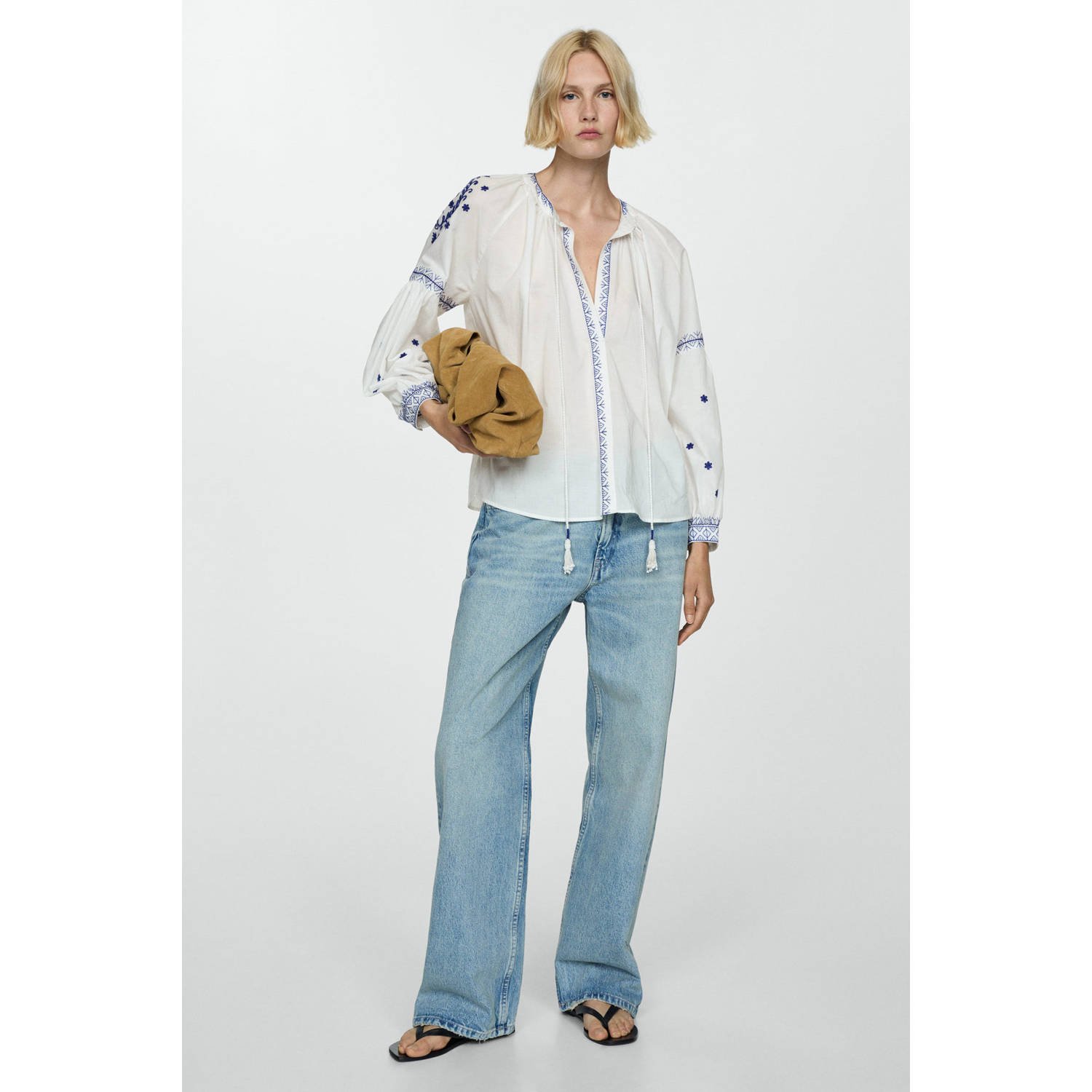 Mango blousetop ecru broderie