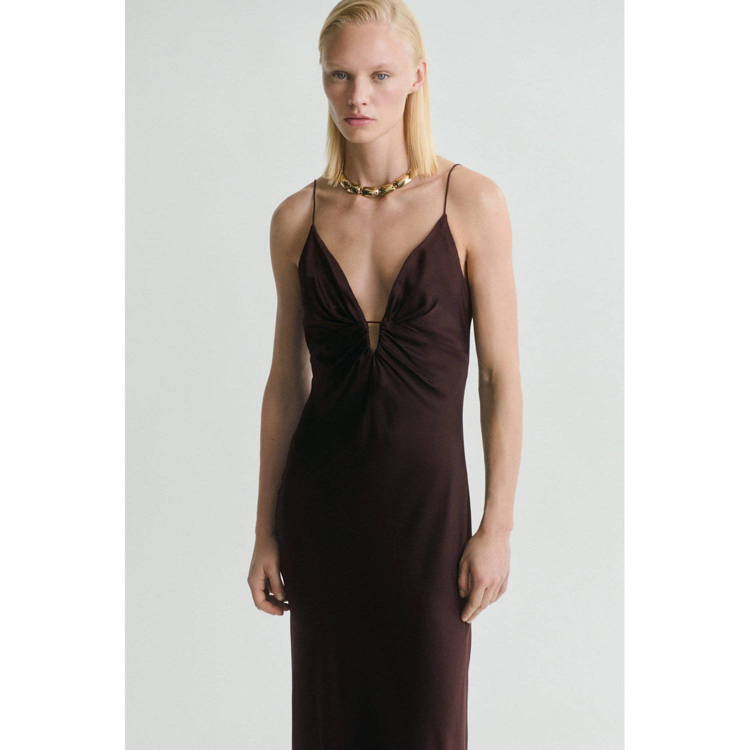 Mango maxi jurk bruin