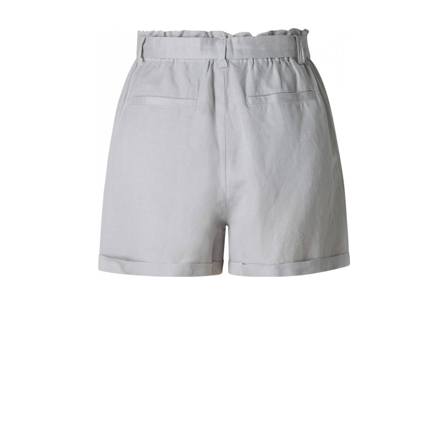 Yesta linnen regular waist casual short lichtgrijs