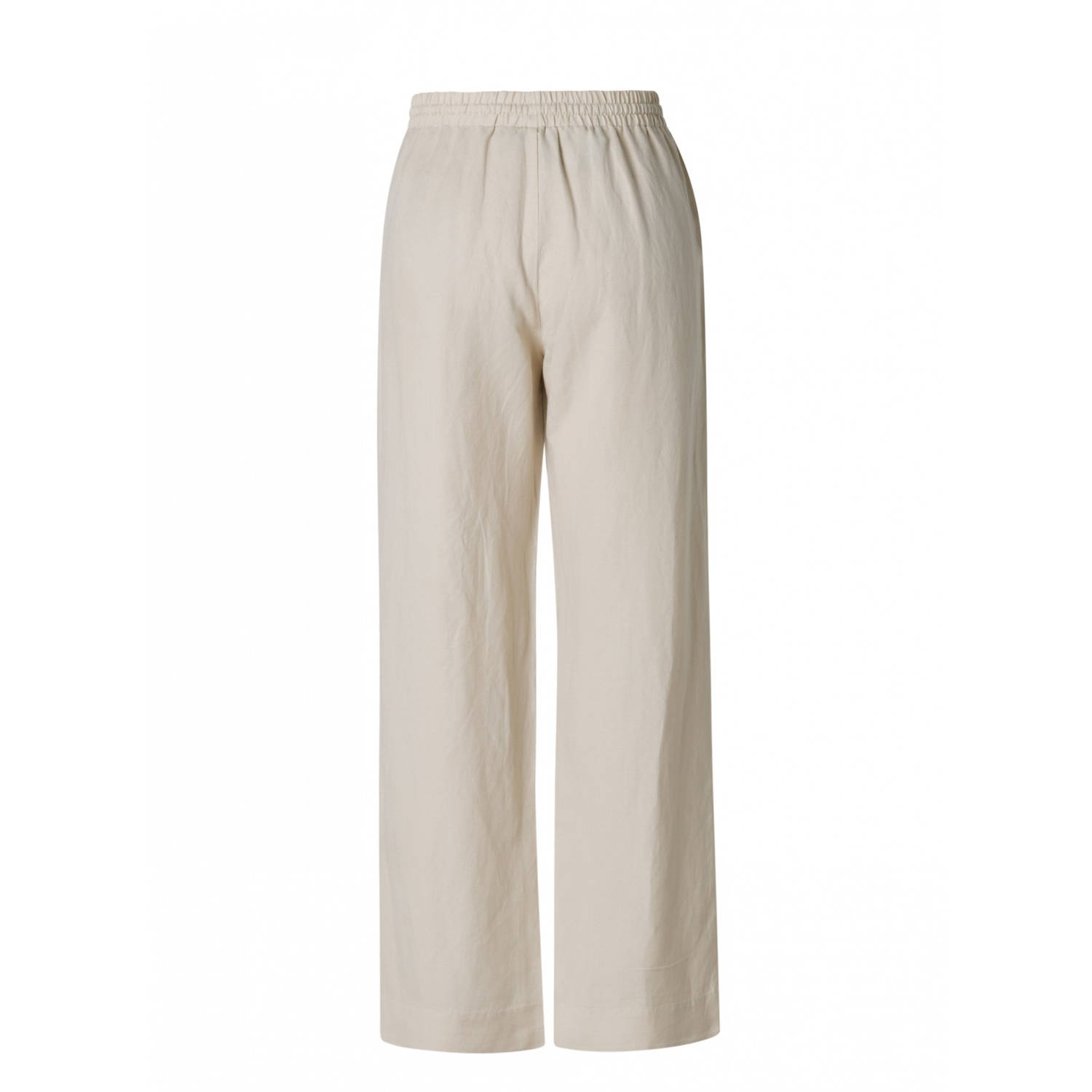 Yesta linnen straight high waist casual broek zand