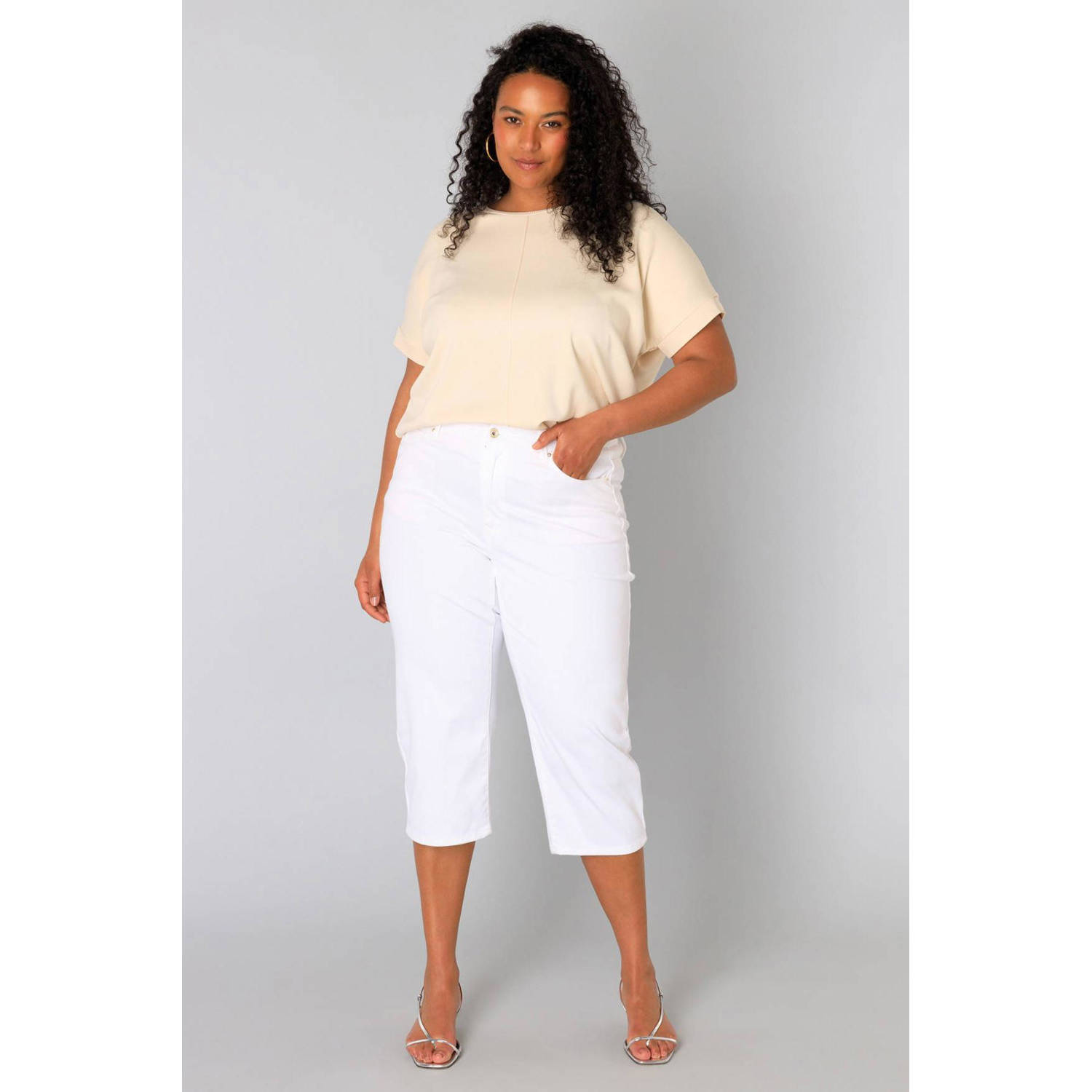 Yesta slim regular waist broek wit