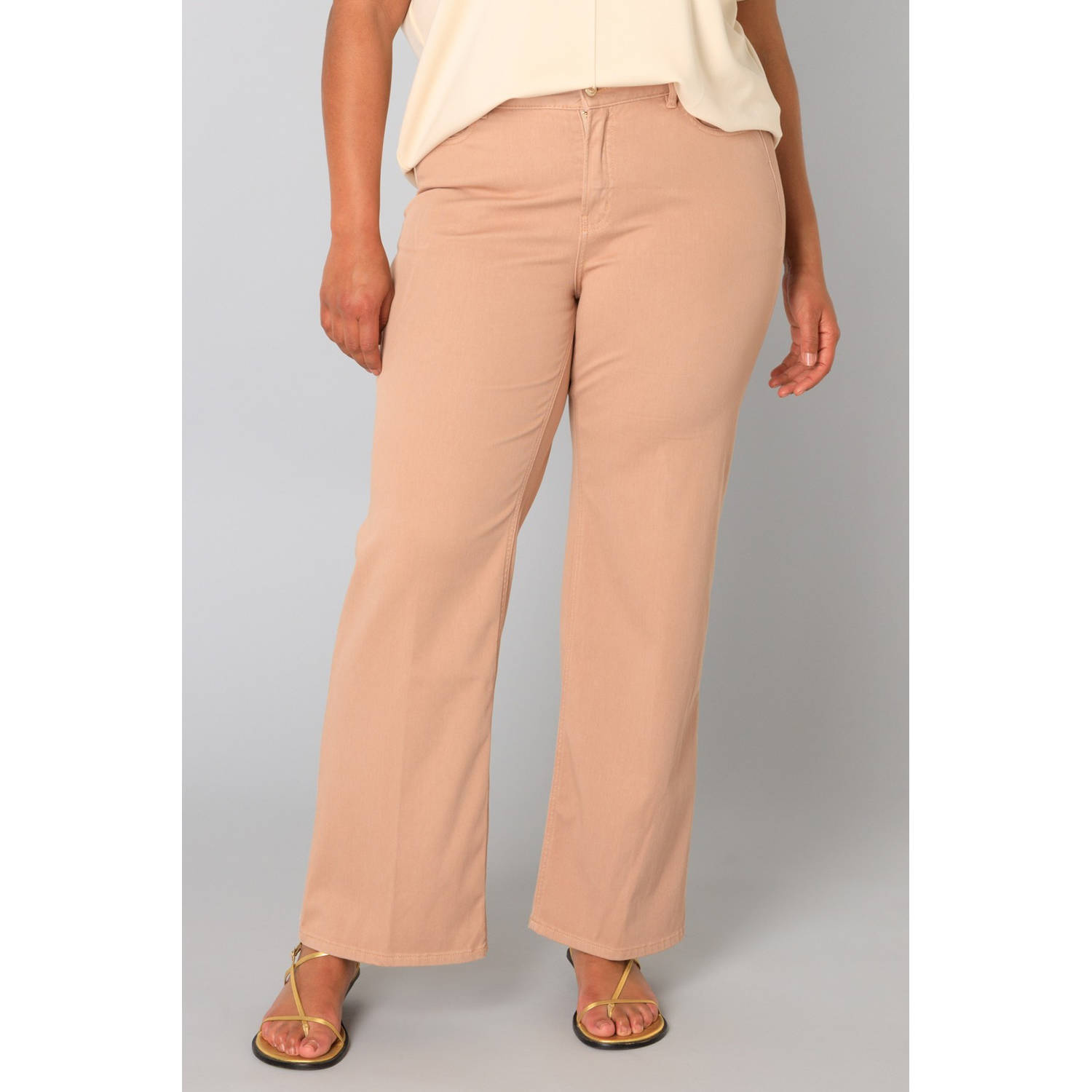 Yesta wide leg jeans lichtbruin
