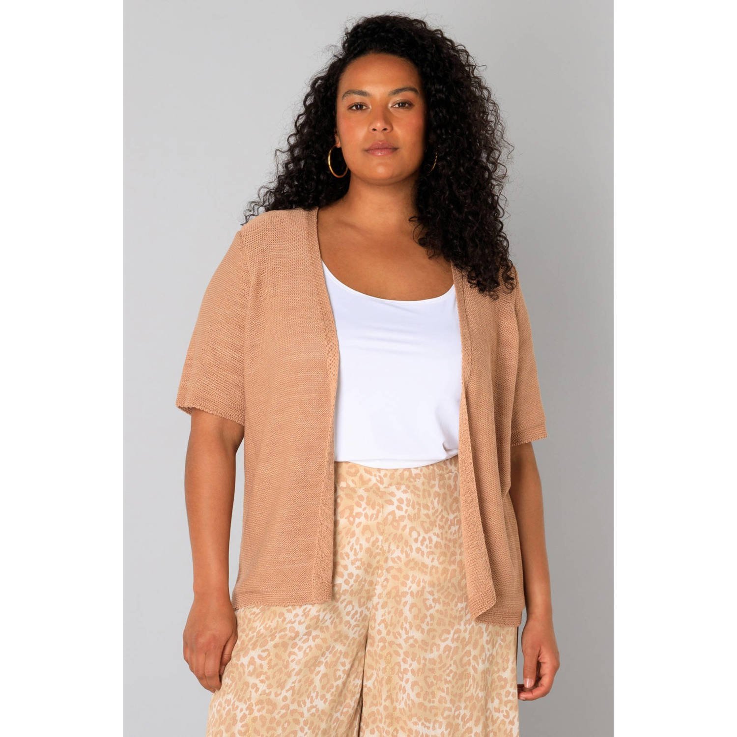 Yesta gebreid vest camel