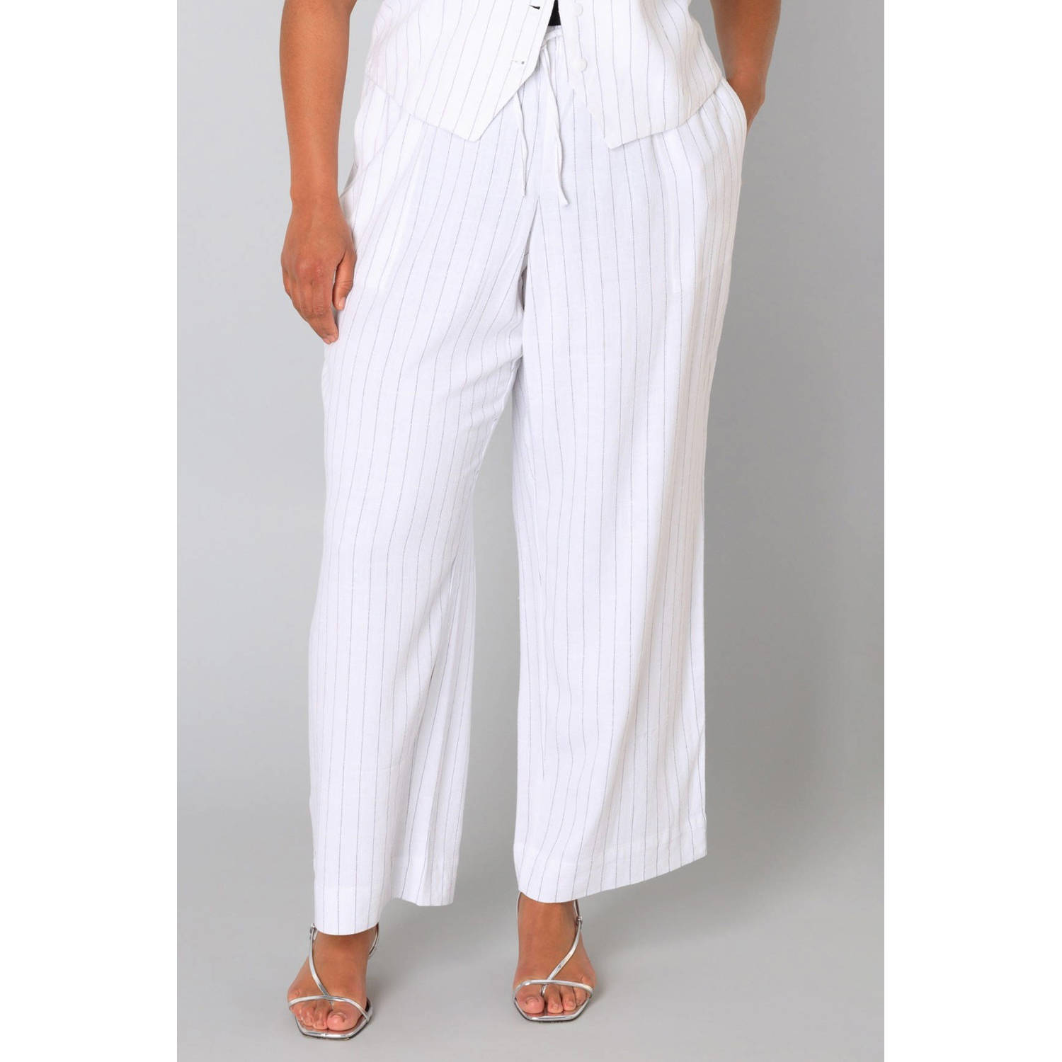 Yesta wide leg regular waist broek wit