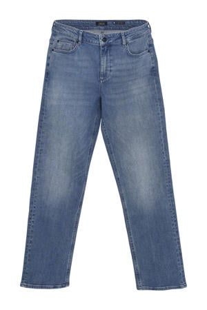 loose fit straight leg jeans medium blue denim