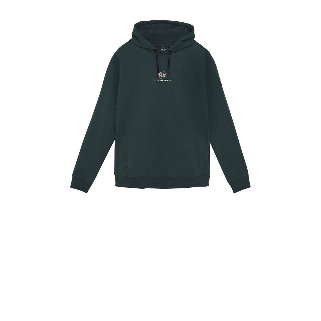 Groene jongens Rellix sweater van stretchkatoen met backprint, lange mouwen en capuchon