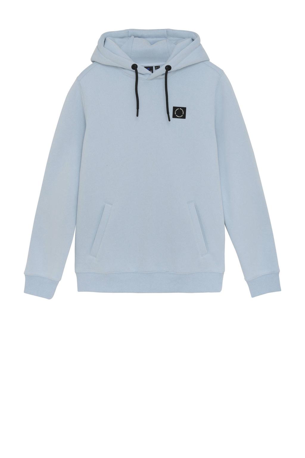 Lichtblauwe jongens Rellix hoodie van sweat materiaal met effen, lange mouwen en capuchon