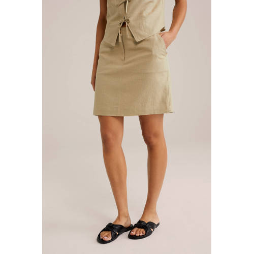 WE Fashion linnen korte rok beige afbeelding