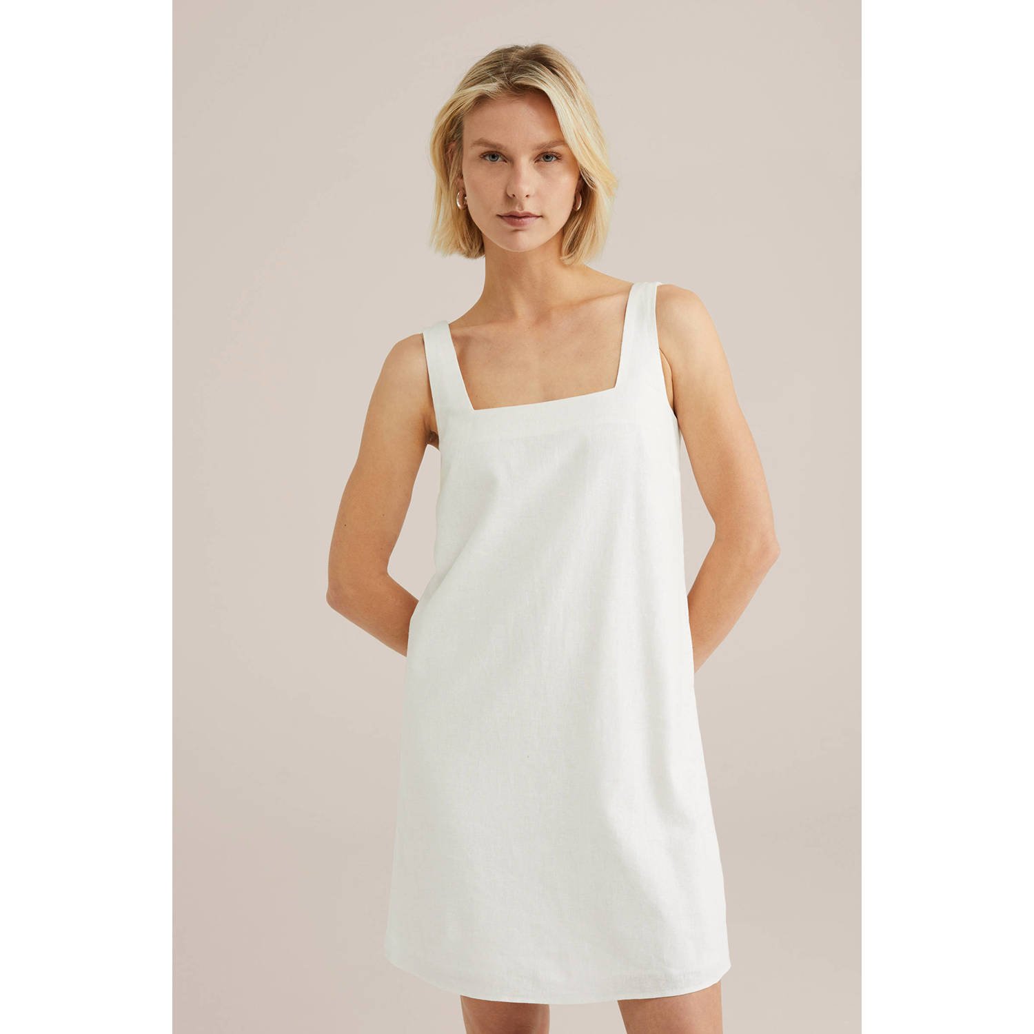 WE Fashion linnen zomerjurk wit